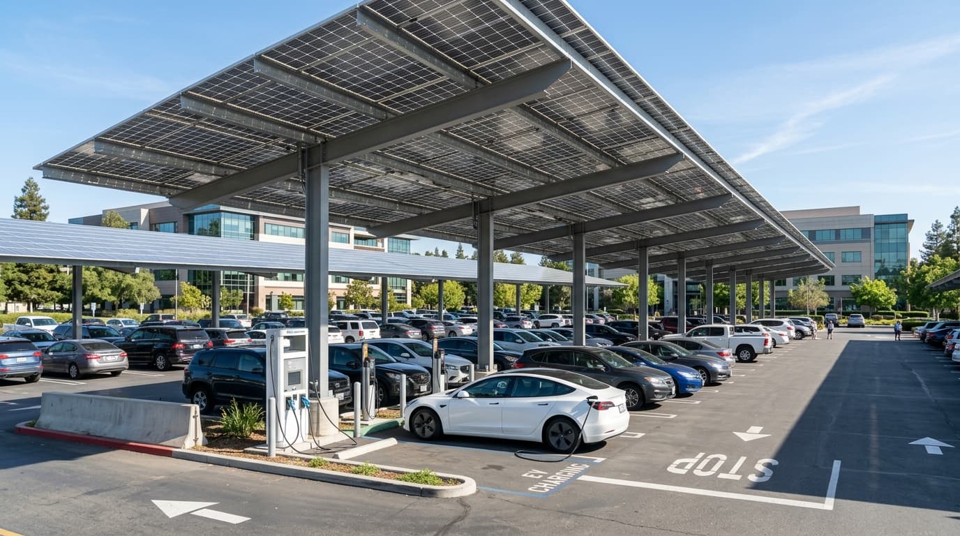 Copertine Fotovoltaice pentru Parcări de Firmă, Mall și Fabrică: Cost și ROI 2026
