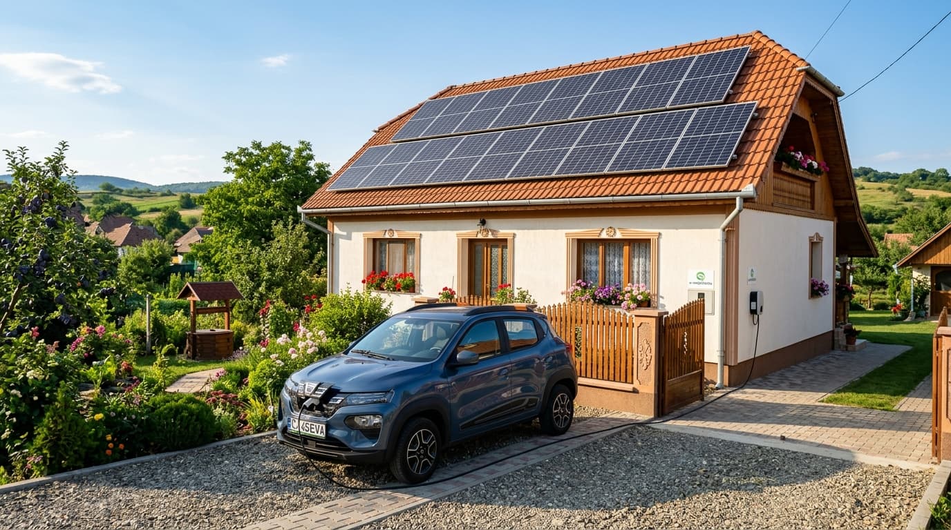 Mașina Electrică Încărcată din Panouri 2026: Cât Costă „Plinul" Acasă vs Benzină
